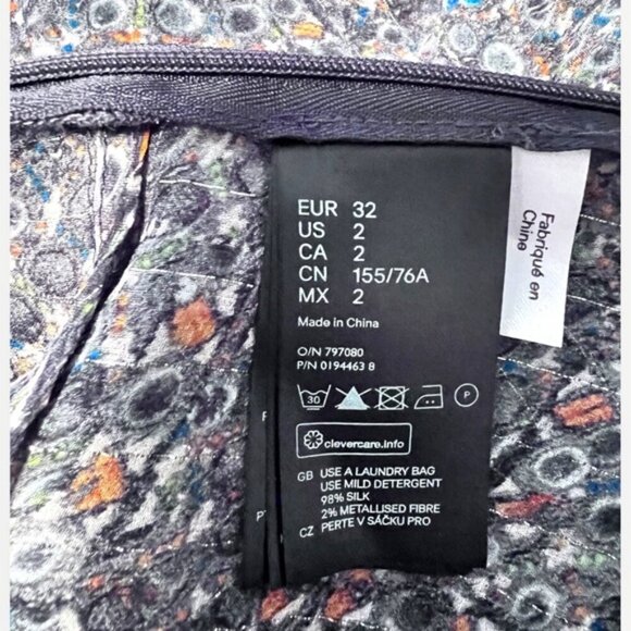 ISABEL MARANT HM Silk Ruched Top Blouse Peacock Print Pattern Metallic 2 XS Boho - Picture 7 of 7